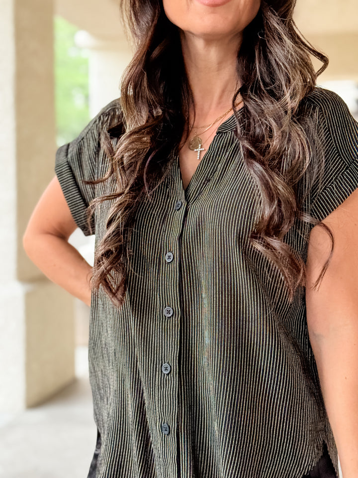 The Livia Striped Top - Black/Taupe