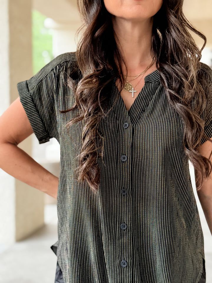 The Livia Striped Top - Black/Taupe