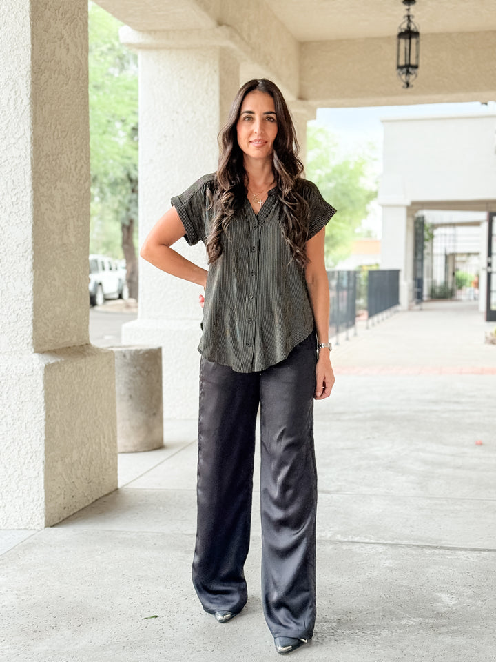 The Livia Striped Top - Black/Taupe