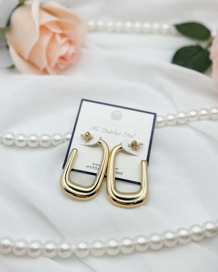 Chunky Rectangle Hoop Earrings
