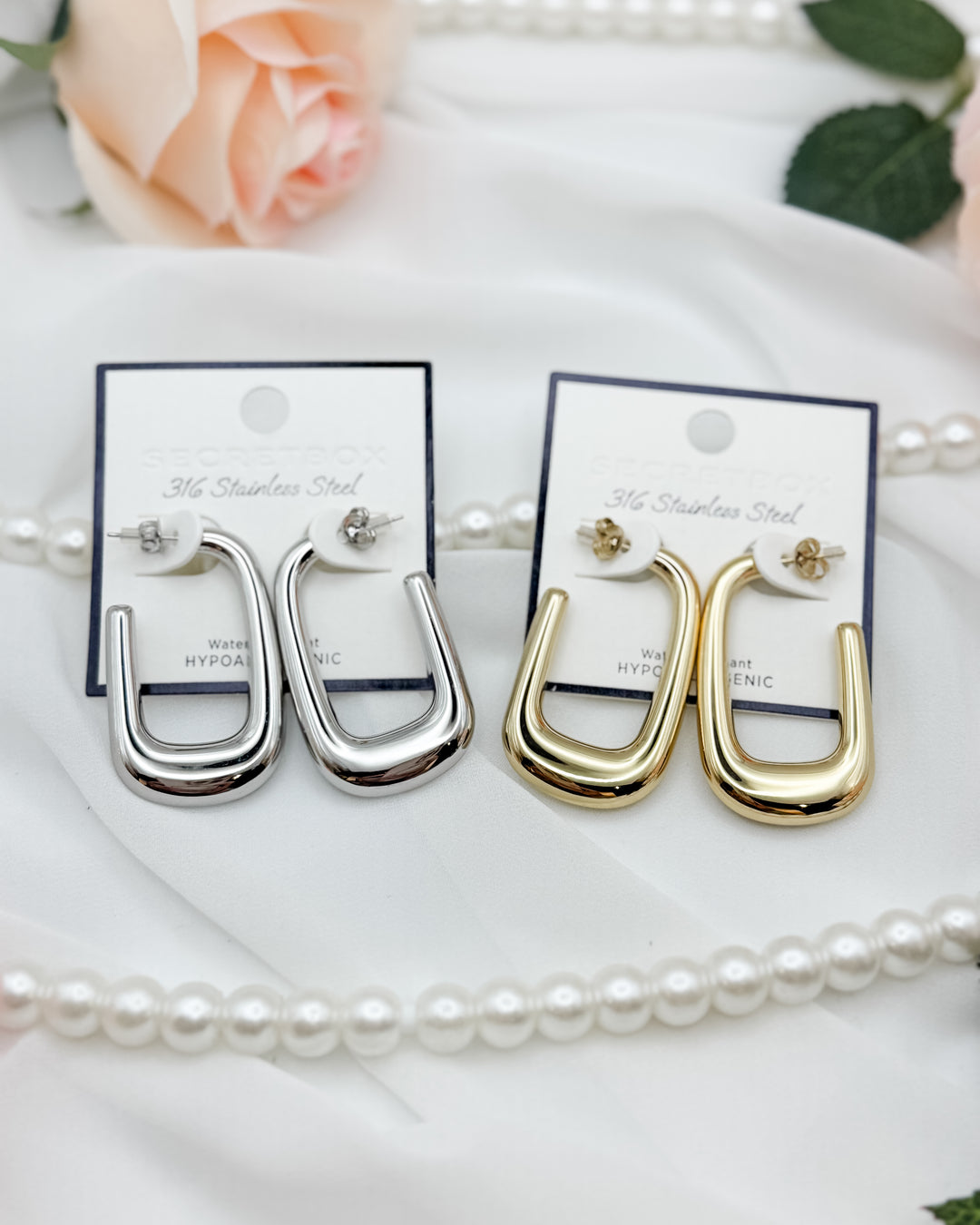 Chunky Rectangle Hoop Earrings