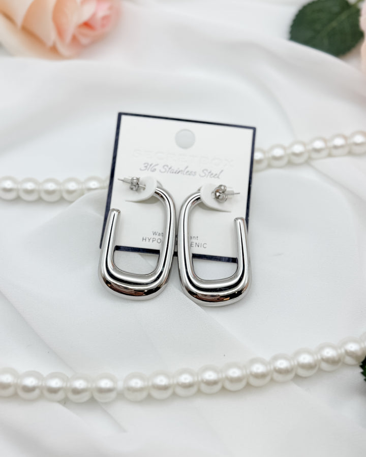 Chunky Rectangle Hoop Earrings