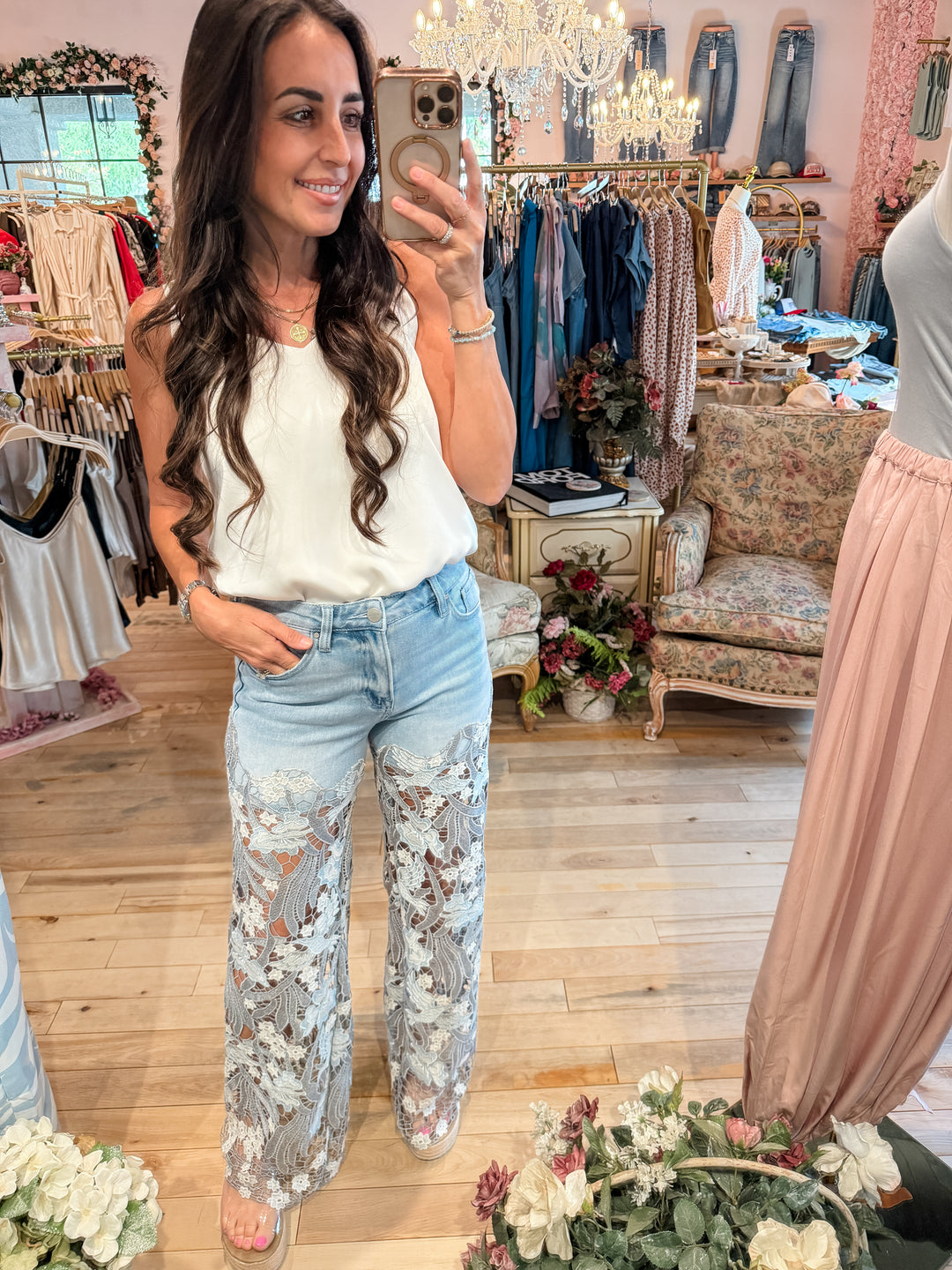 The Jessa Lace High Rise Jeans