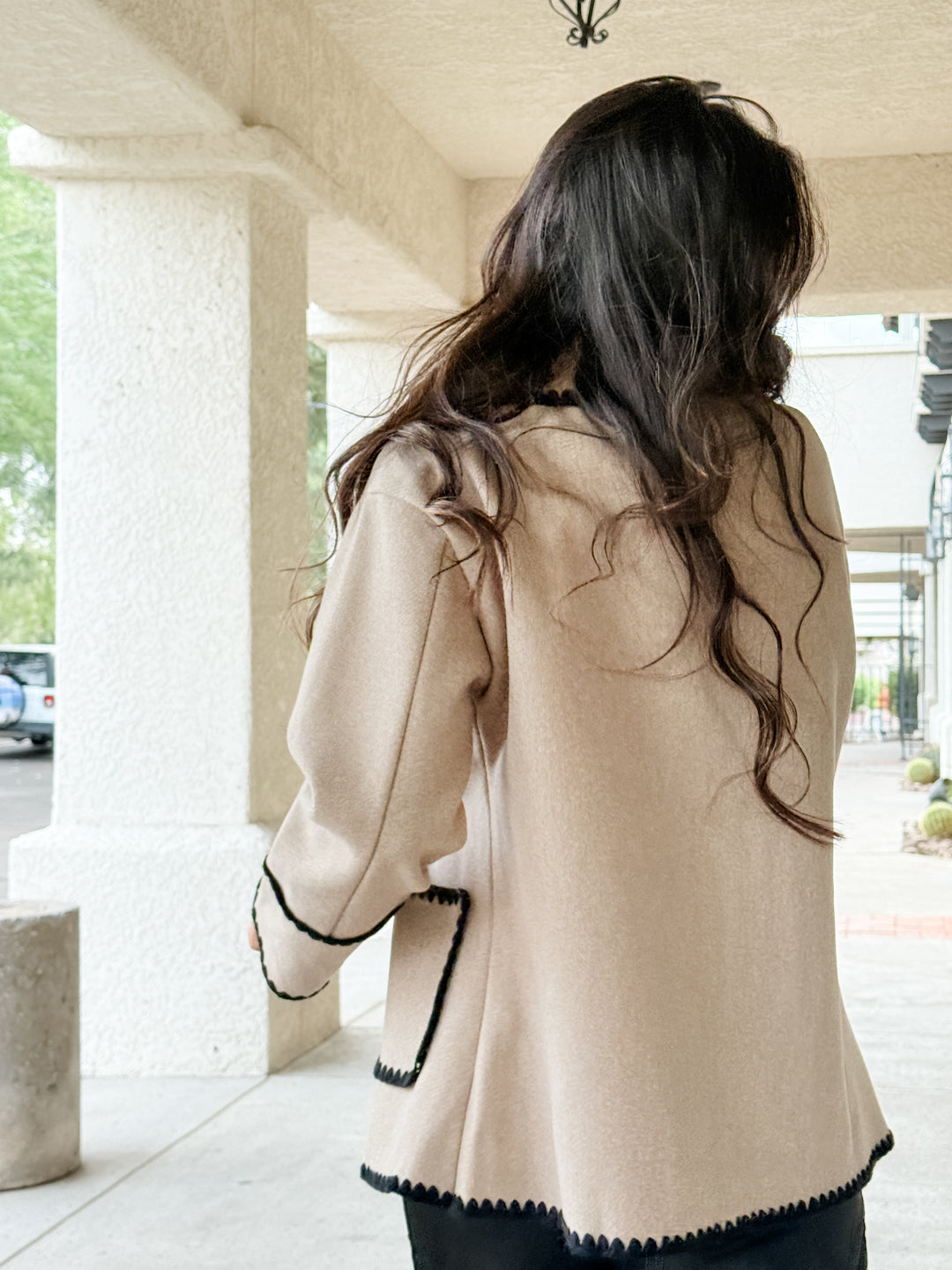 The Margot Blanket Stitch Jacket - Taupe