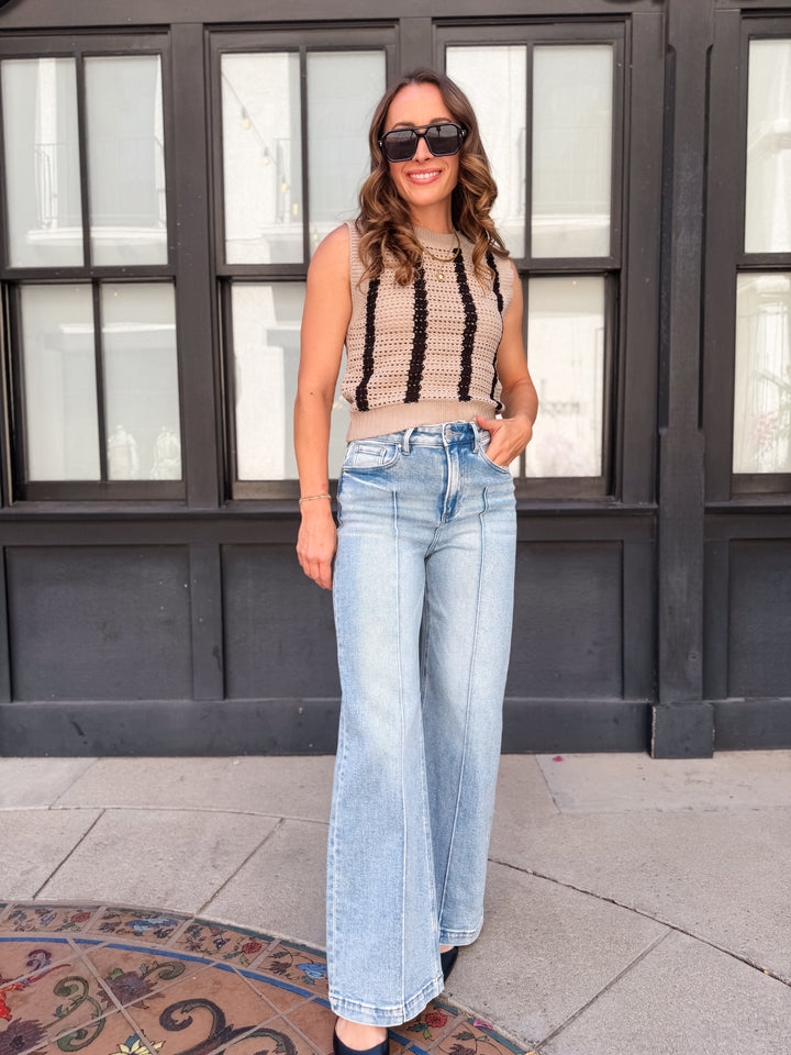 The Elissa High Waist Wide Leg Detailed Jeans by Risen