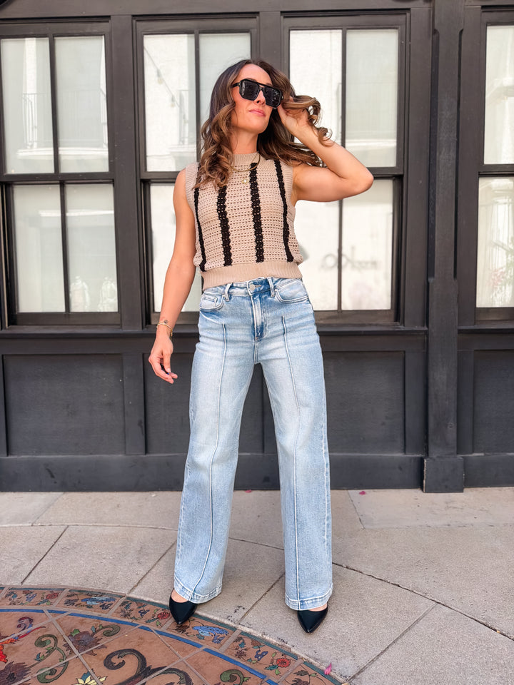 The Sienna Stripe Crochet Knit Tank