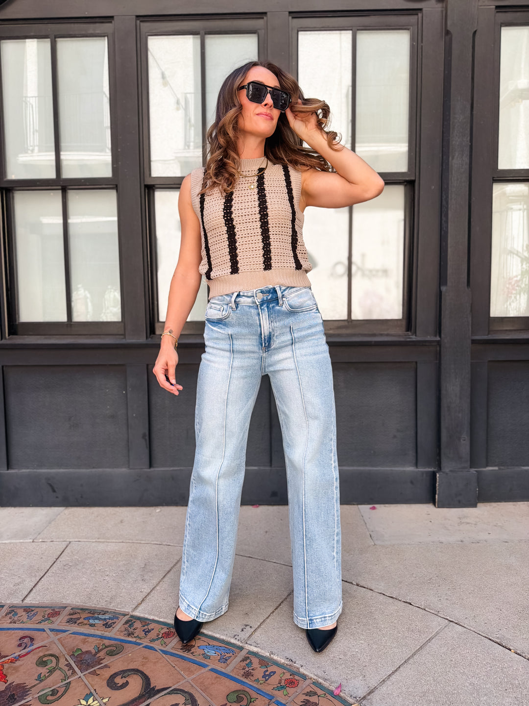 The Elissa High Waist Wide Leg Detailed Jeans by Risen