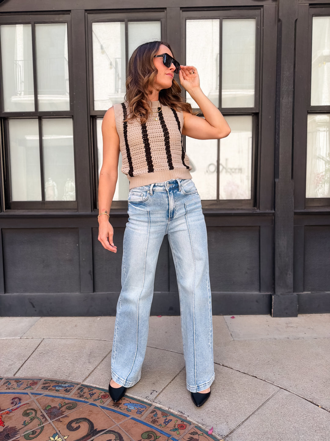 The Elissa High Waist Wide Leg Detailed Jeans by Risen