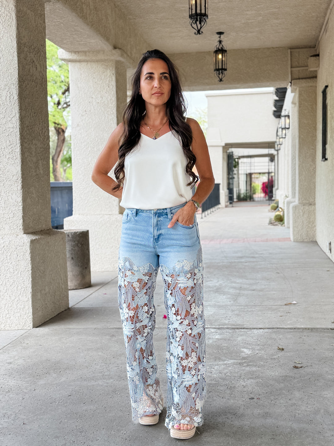 The Jessa Lace High Rise Jeans