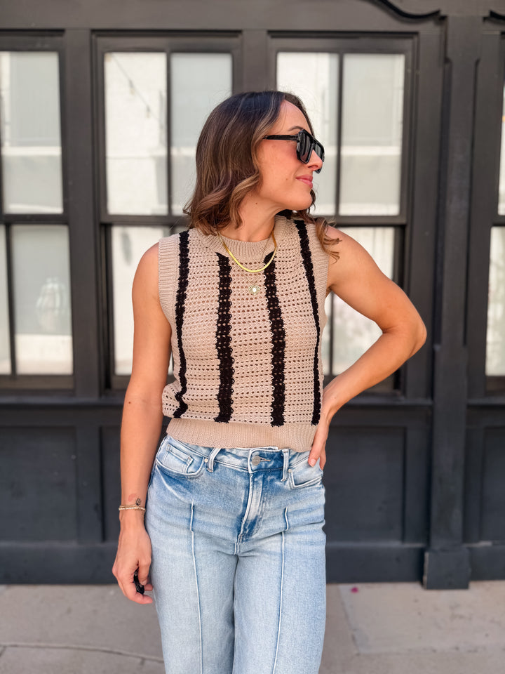 The Sienna Stripe Crochet Knit Tank