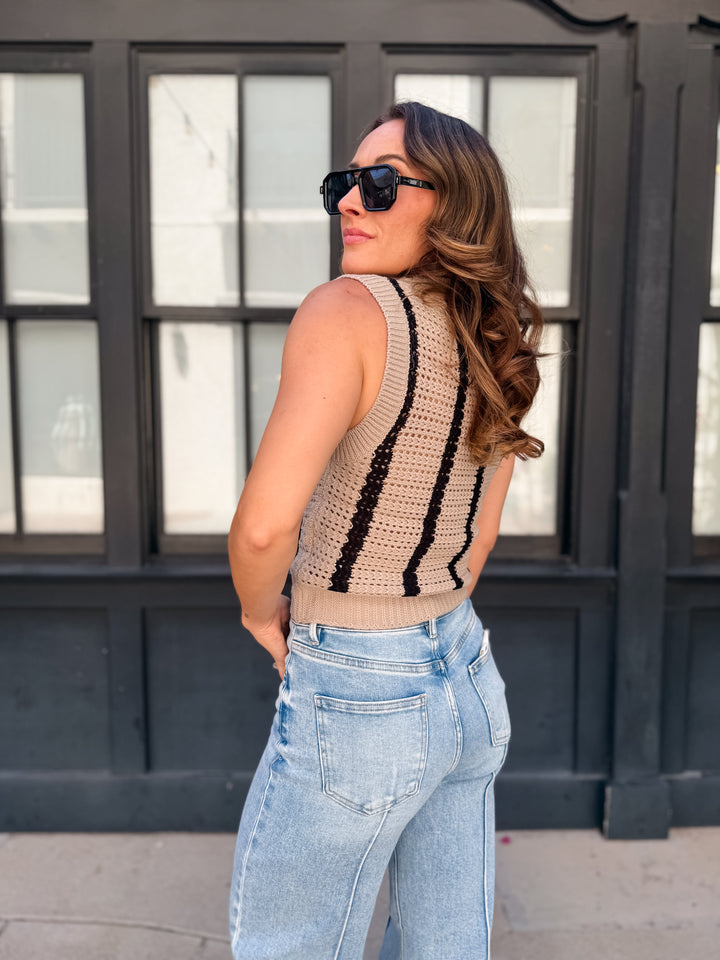 The Sienna Stripe Crochet Knit Tank