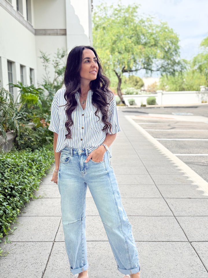 The Lauren Striped Top - Blue