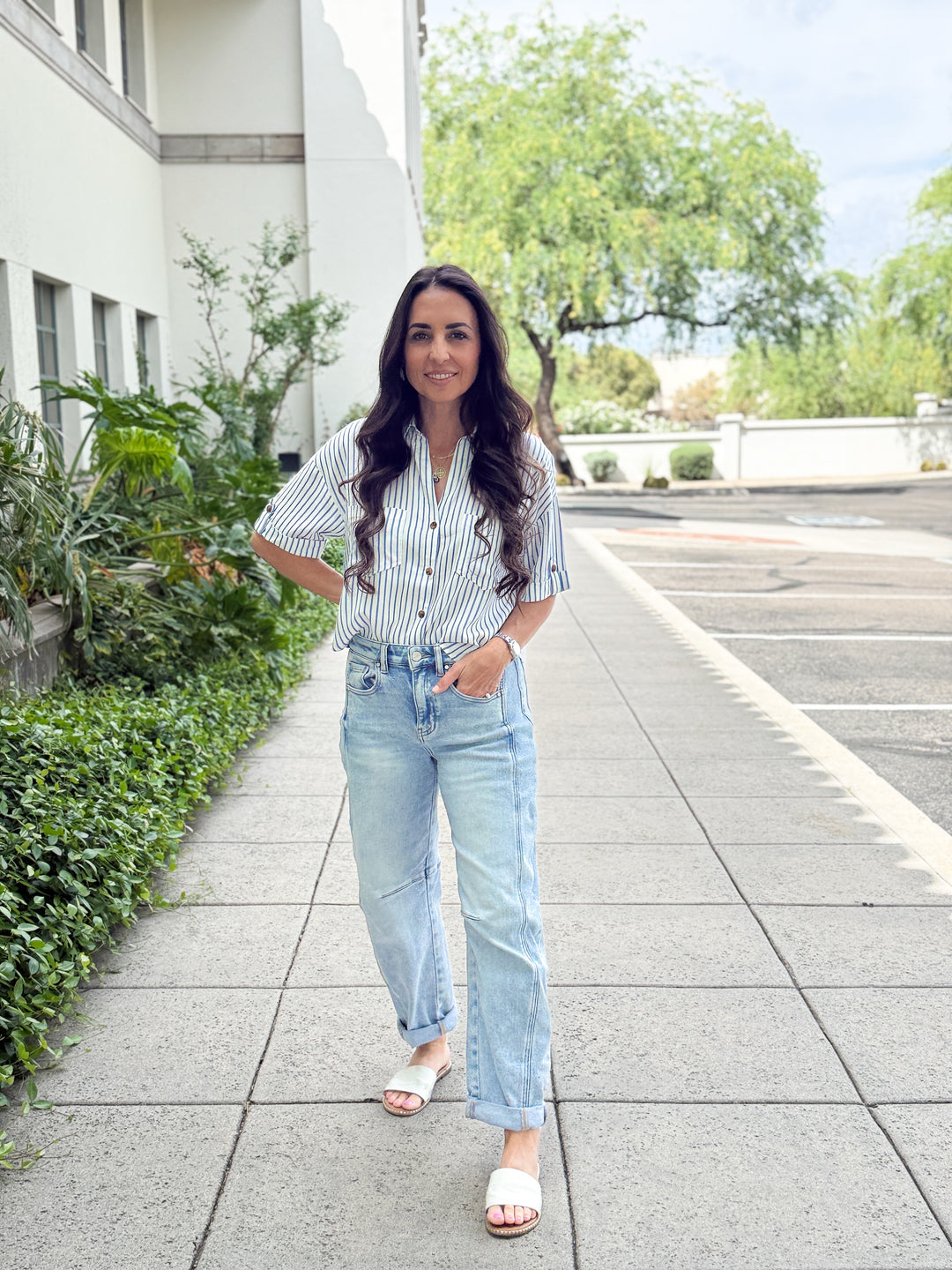 The Lauren Striped Top - Blue
