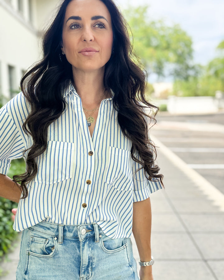 The Lauren Striped Top - Blue