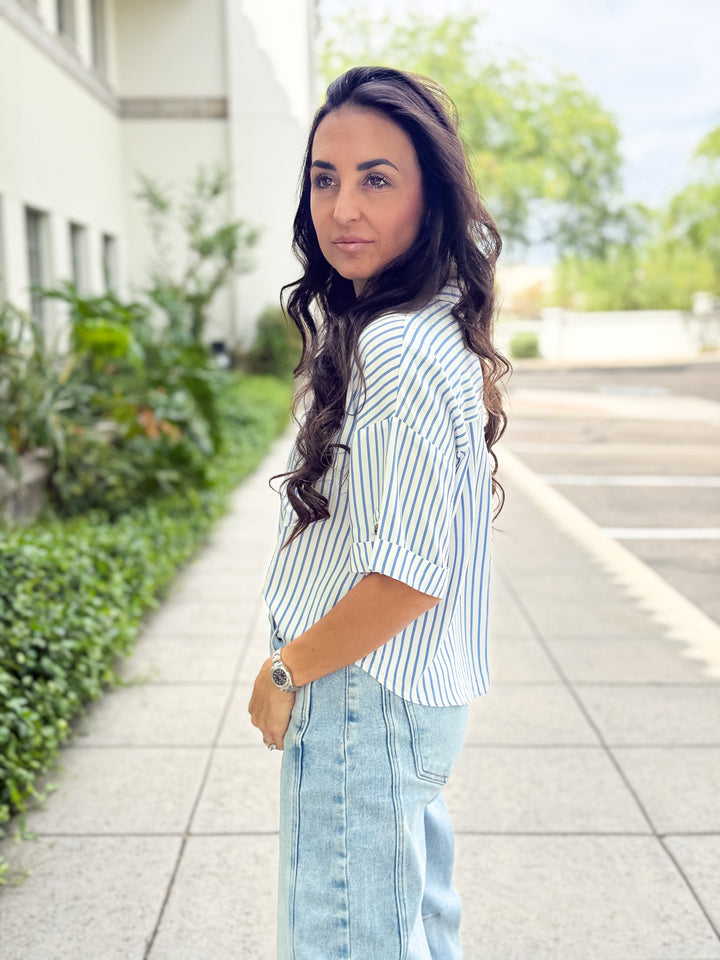 The Lauren Striped Top - Blue