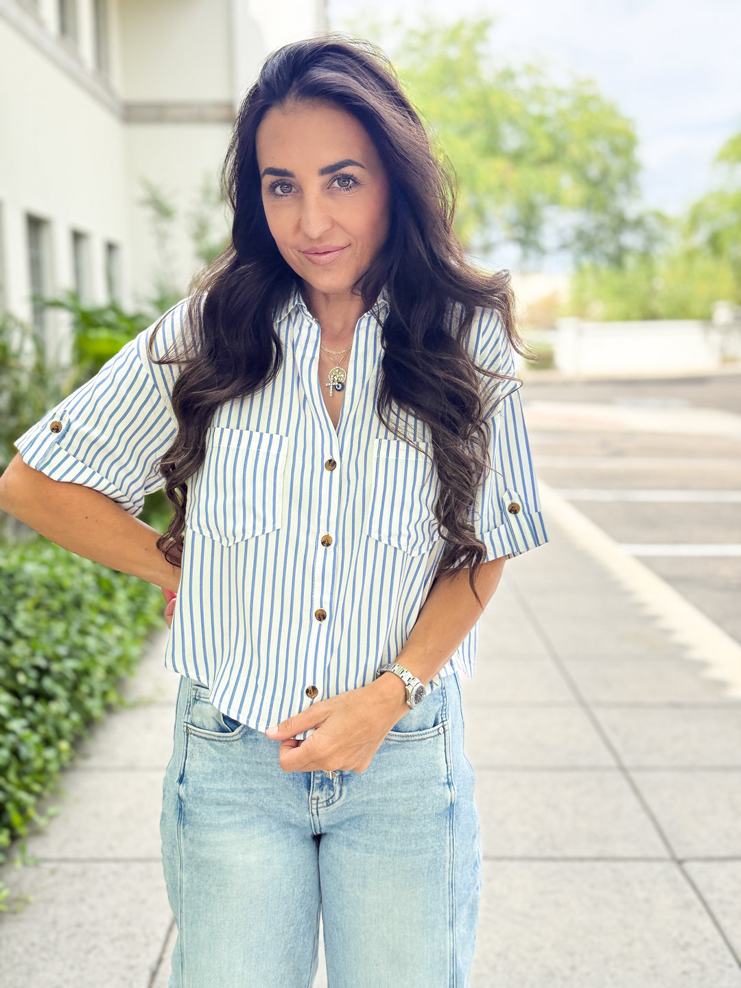 The Lauren Striped Top - Blue