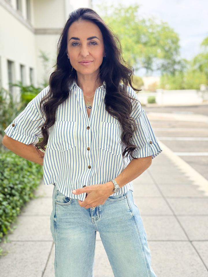 The Lauren Striped Top - Blue
