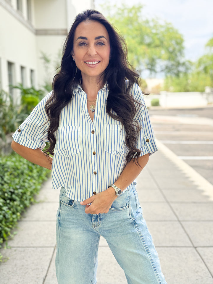 The Lauren Striped Top - Blue