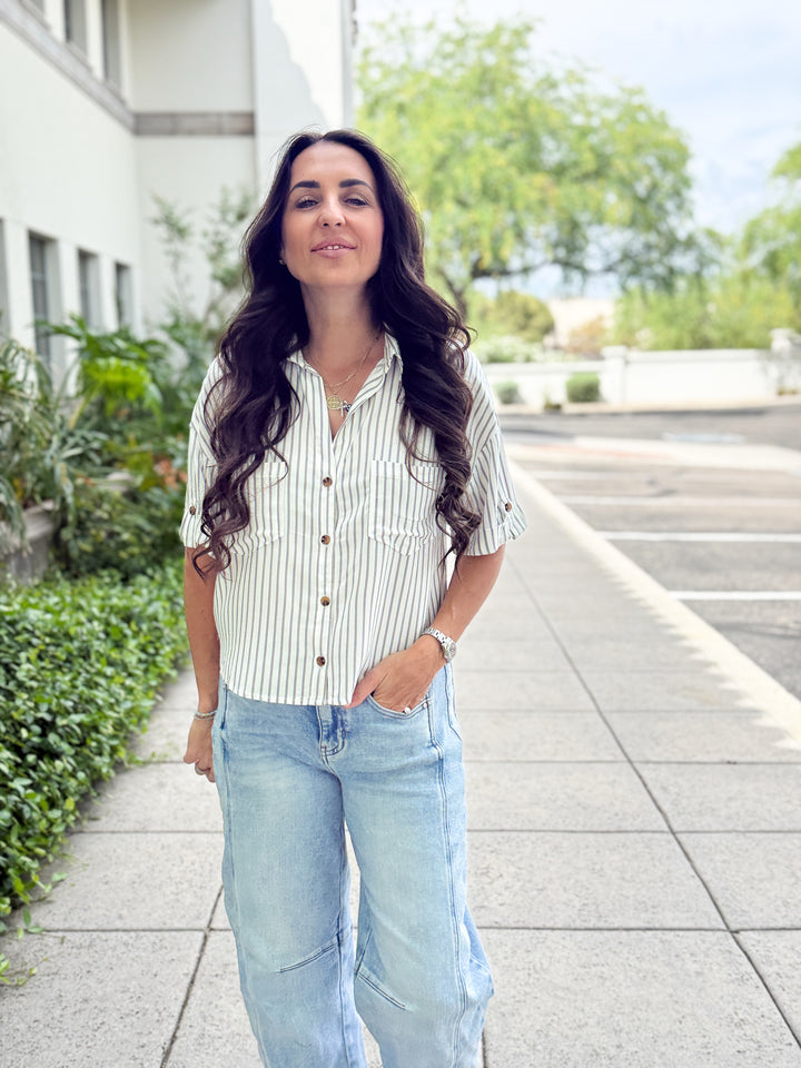 The Lauren Striped Top - Green
