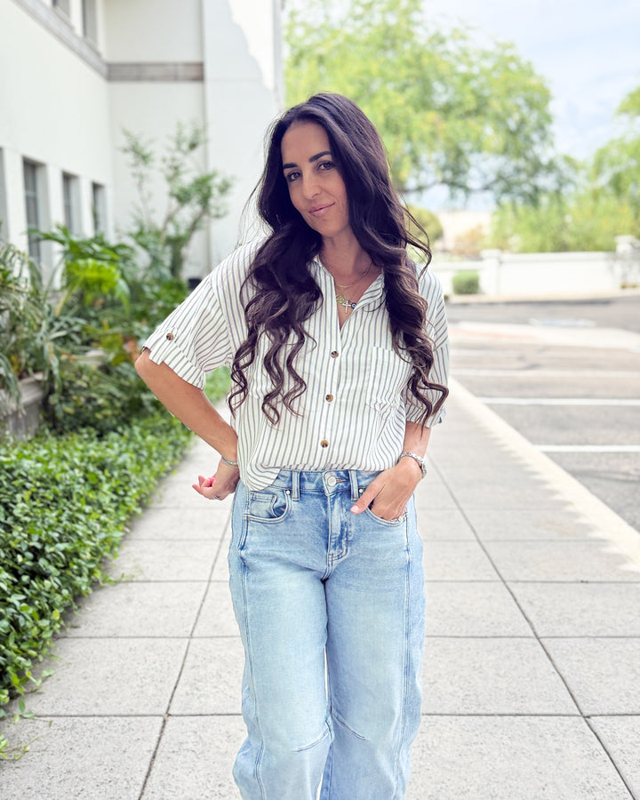 The Lauren Striped Top - Green