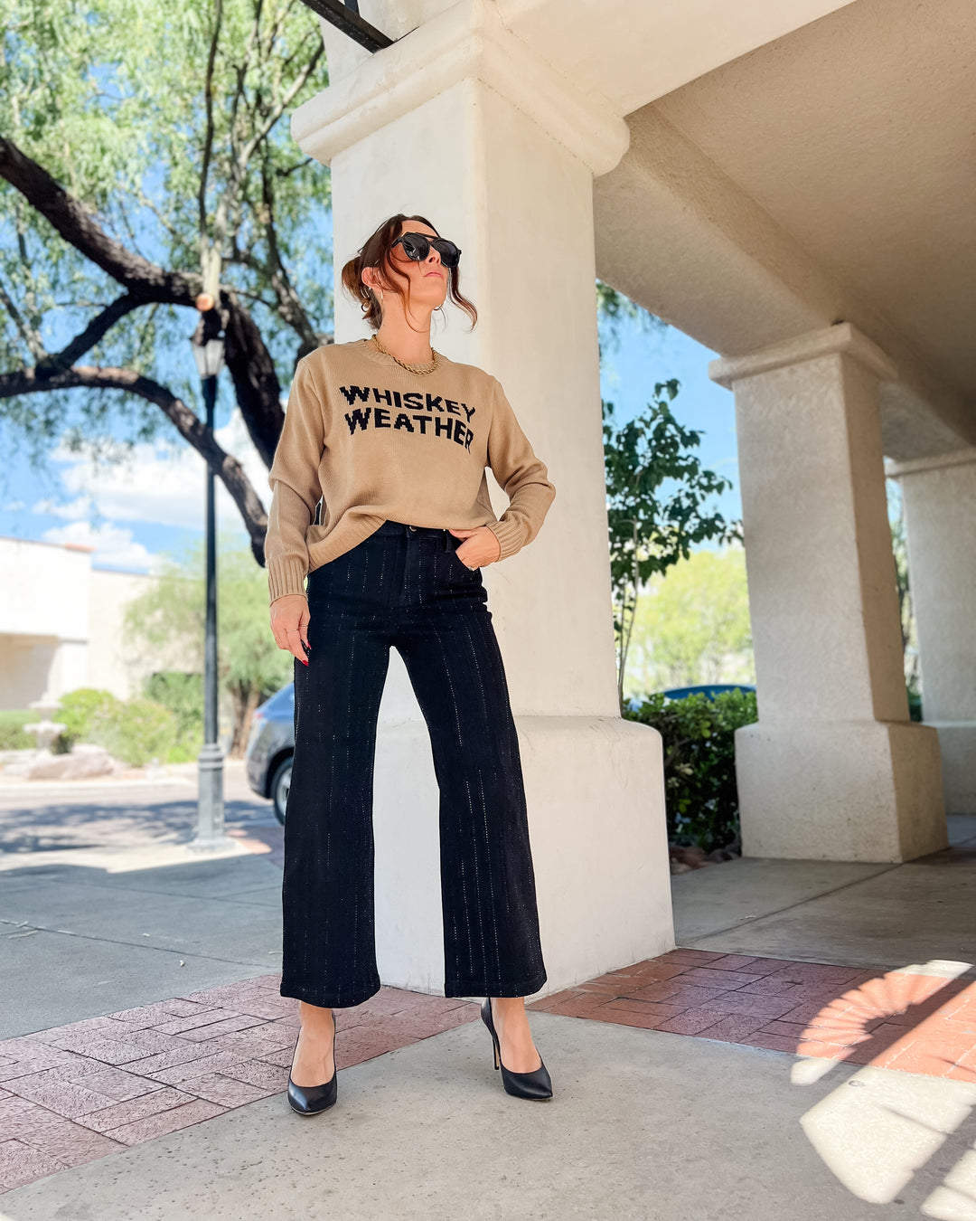 The Giselle Rhinestone High Rise Pants