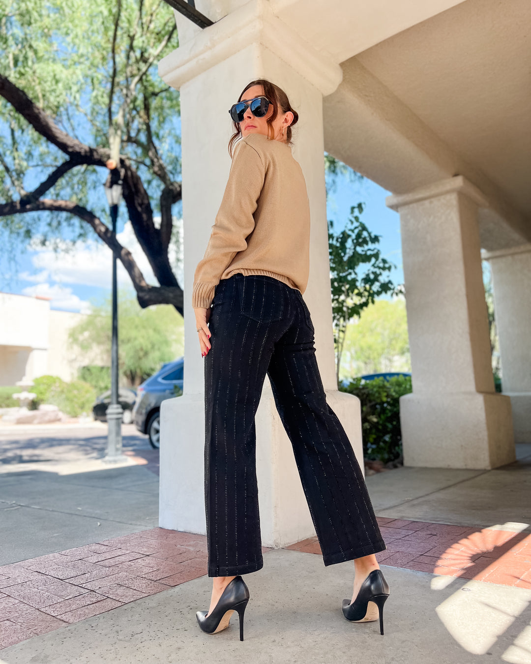 The Giselle Rhinestone High Rise Pants
