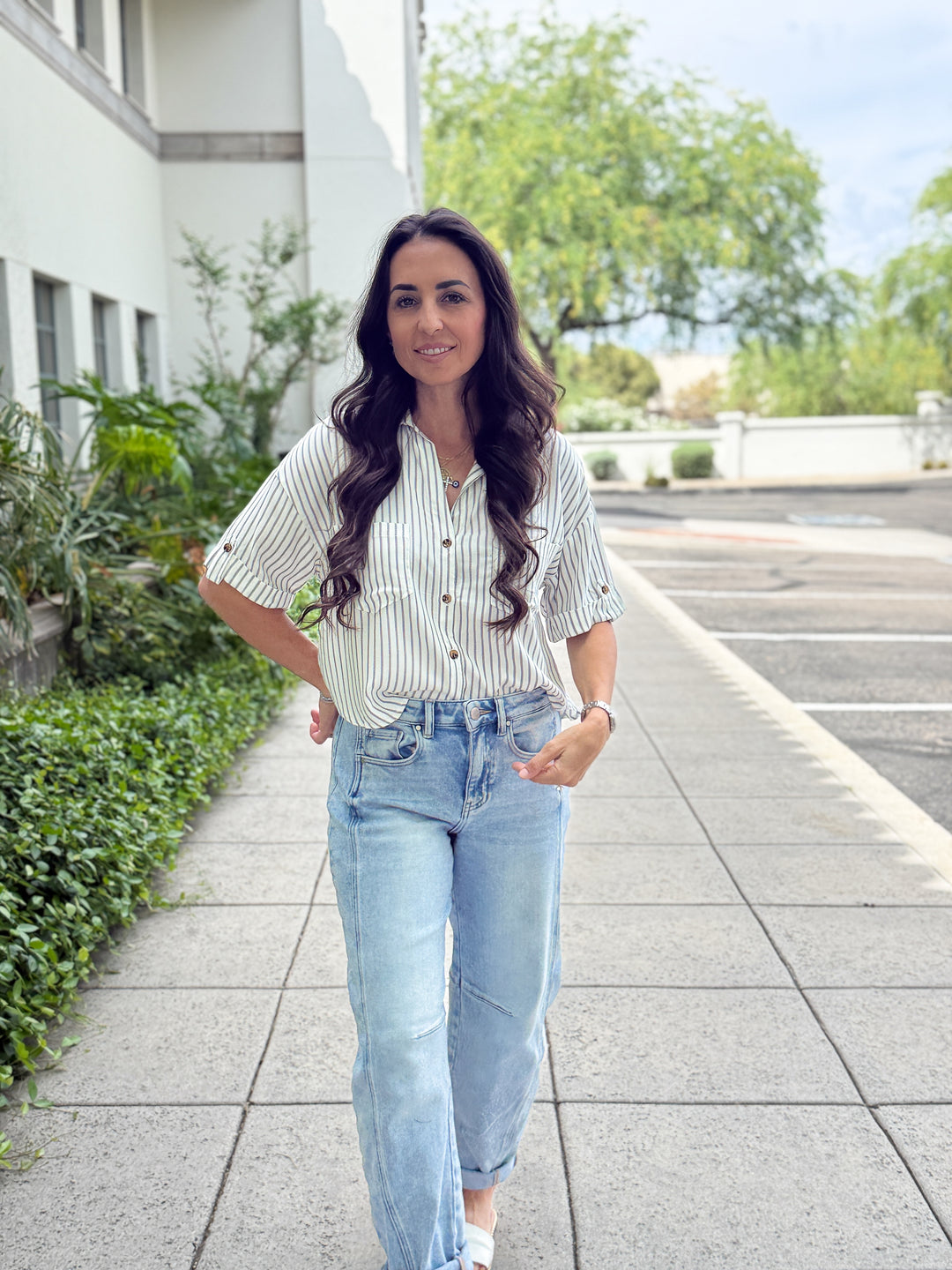 The Lauren Striped Top - Green