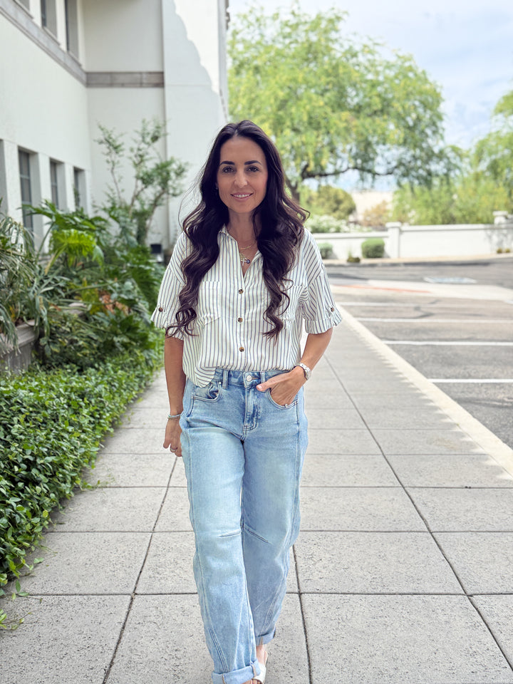 The Lauren Striped Top - Green