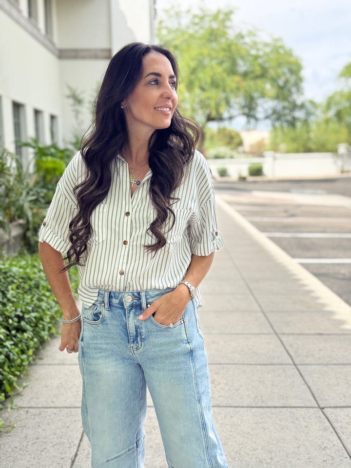 The Lauren Striped Top - Green