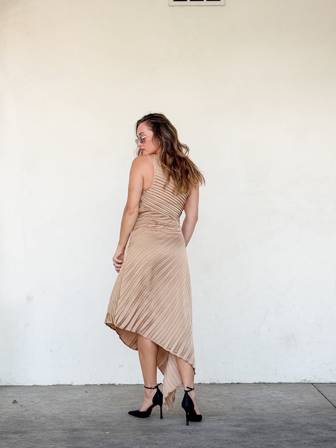The One Shoulder Pleated Dress