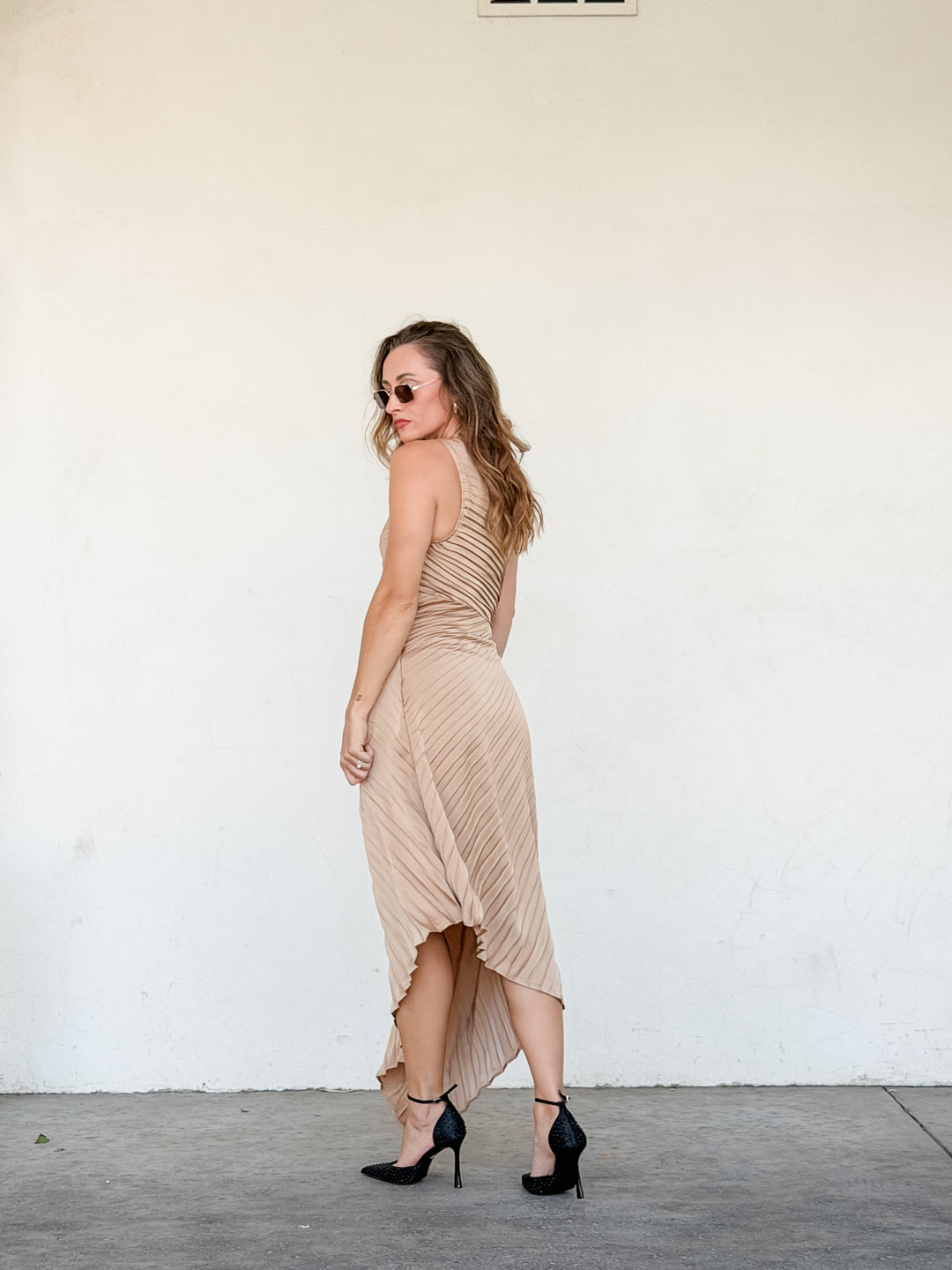 The One Shoulder Pleated Dress