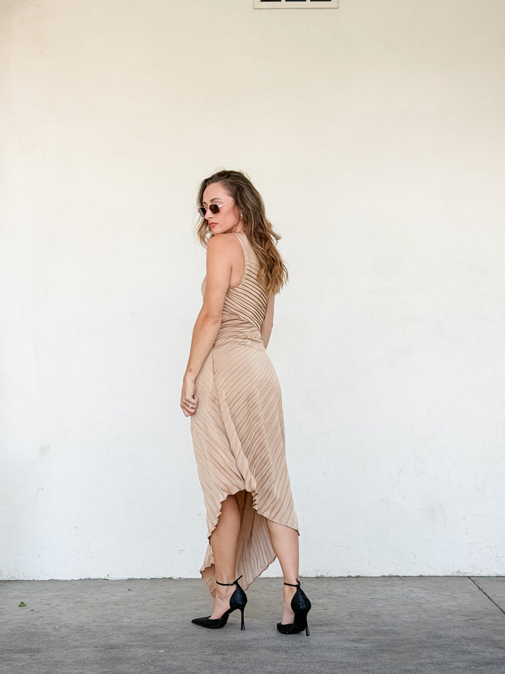 The One Shoulder Pleated Dress