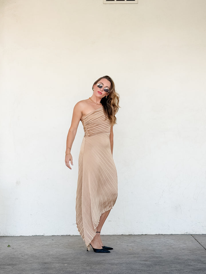 The One Shoulder Pleated Dress