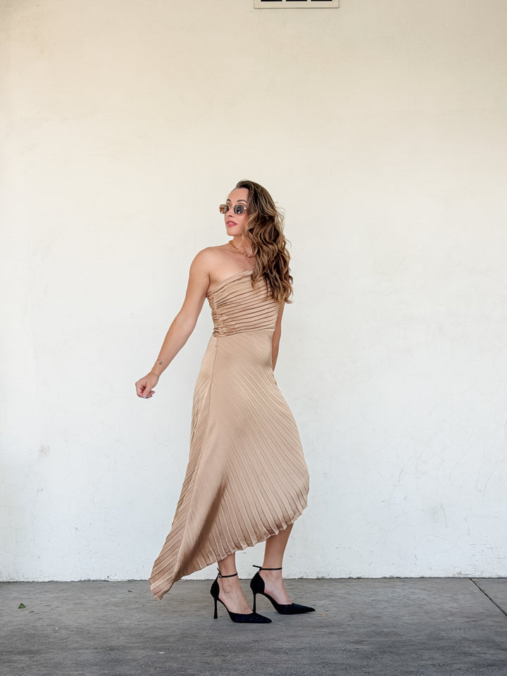 The One Shoulder Pleated Dress