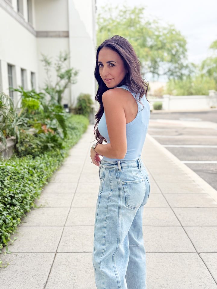 The Talia Ribbed Tank - Blue