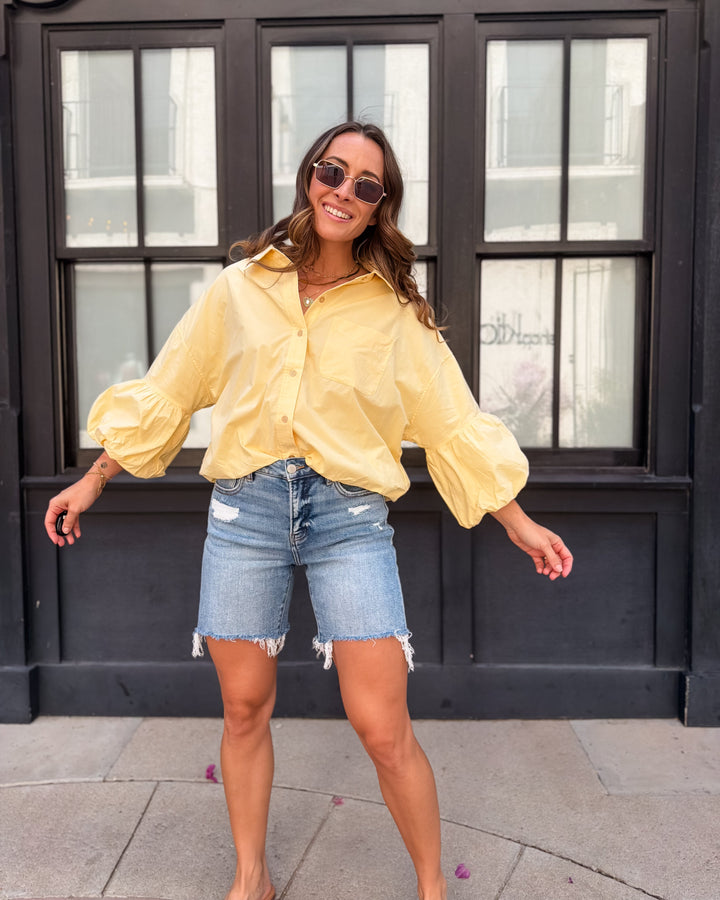 The Marina Bubble Sleeve Top - Banana