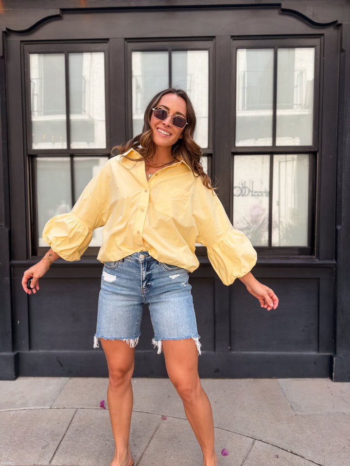 The Harlow Tummy Control High Rise Mid Length Denim Shorts