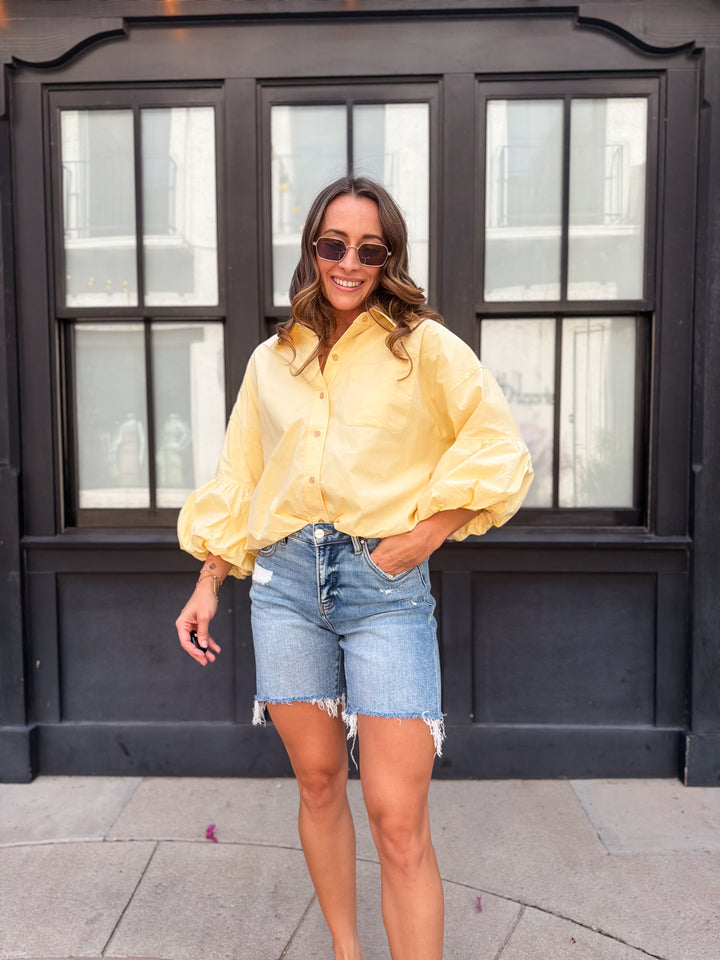 The Harlow Tummy Control High Rise Mid Length Denim Shorts