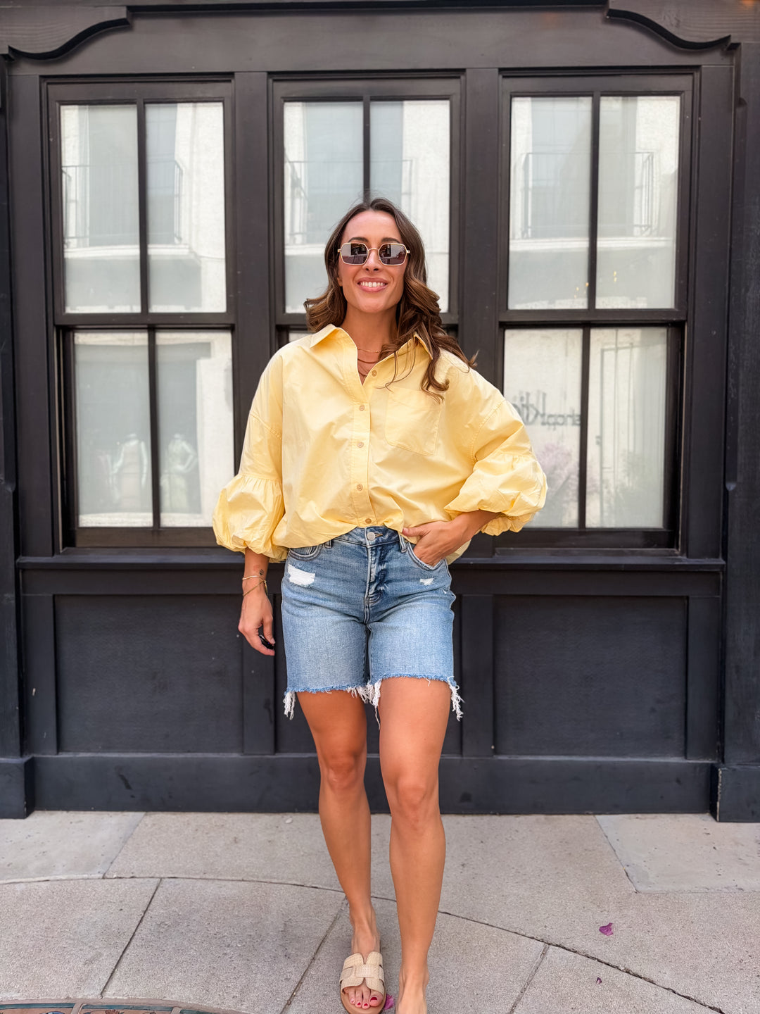 The Marina Bubble Sleeve Top - Banana