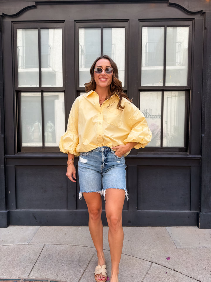The Marina Bubble Sleeve Top - Banana