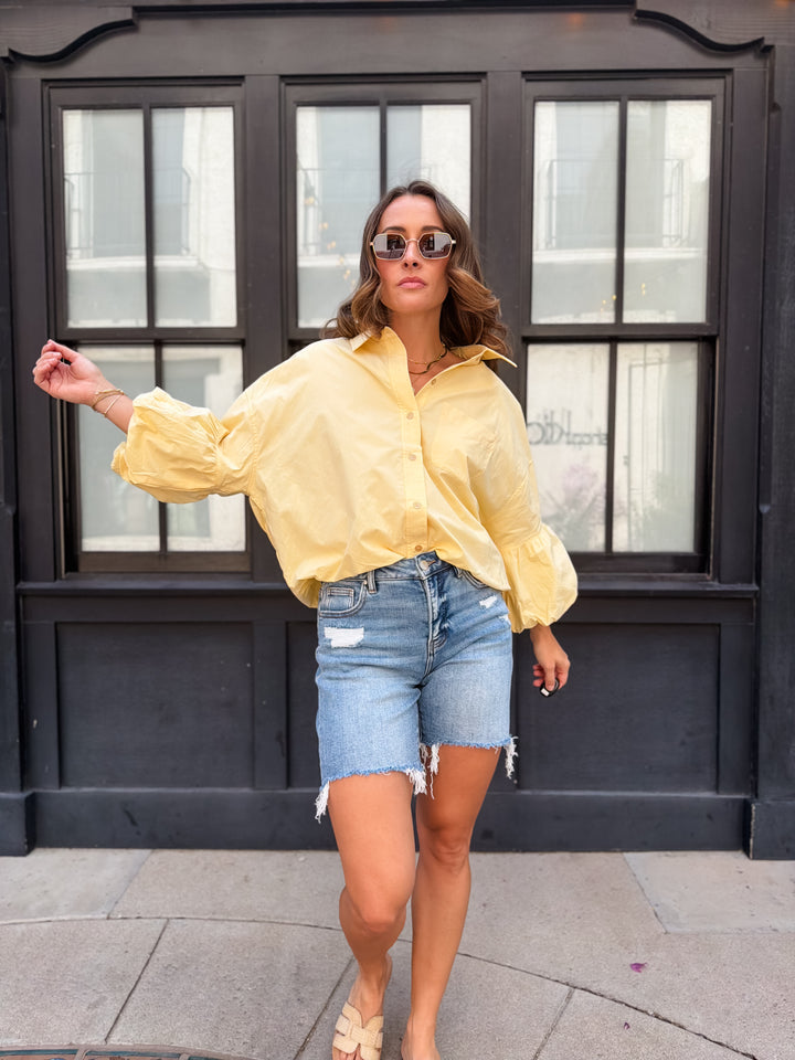 The Marina Bubble Sleeve Top - Banana