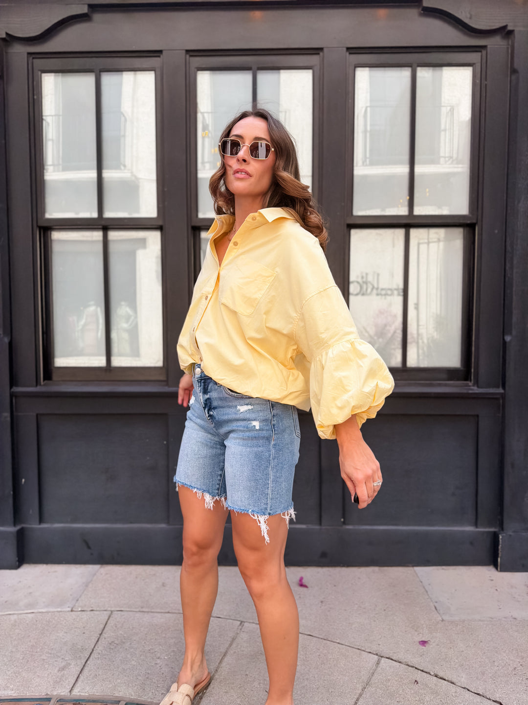 The Marina Bubble Sleeve Top - Banana