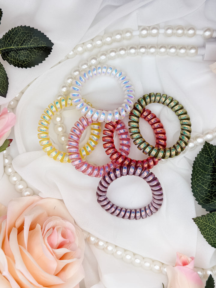 The Isla Iridescent Spiral Hair Tie Set