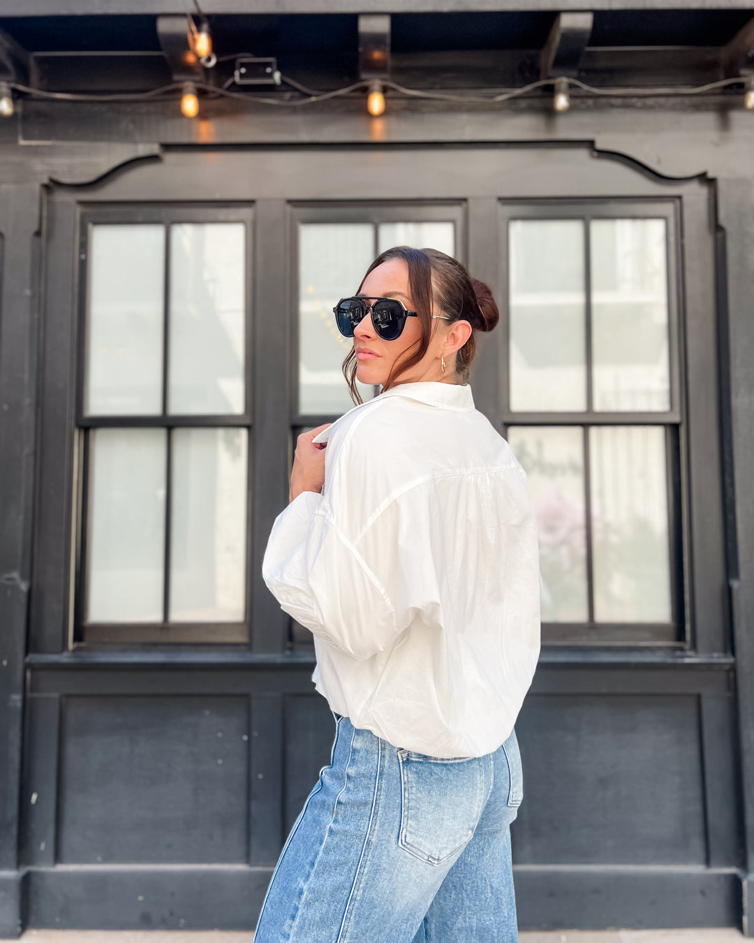 The Marina Bubble Sleeve Top - White