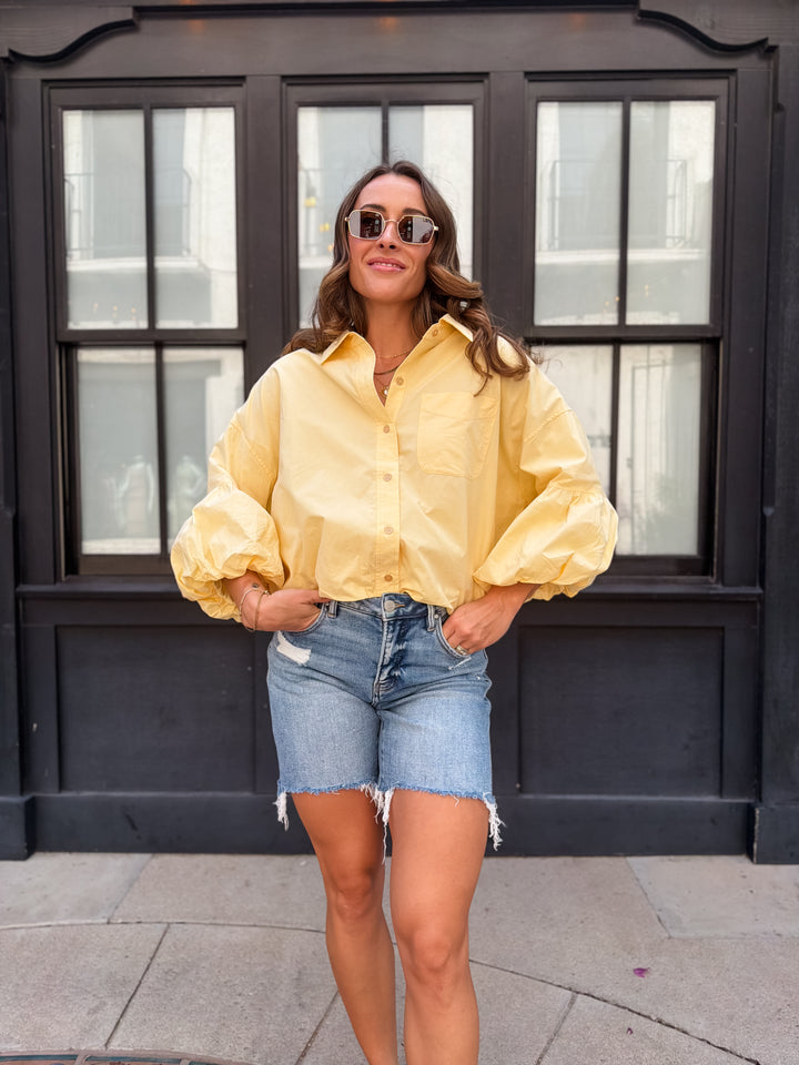 The Marina Bubble Sleeve Top - Banana