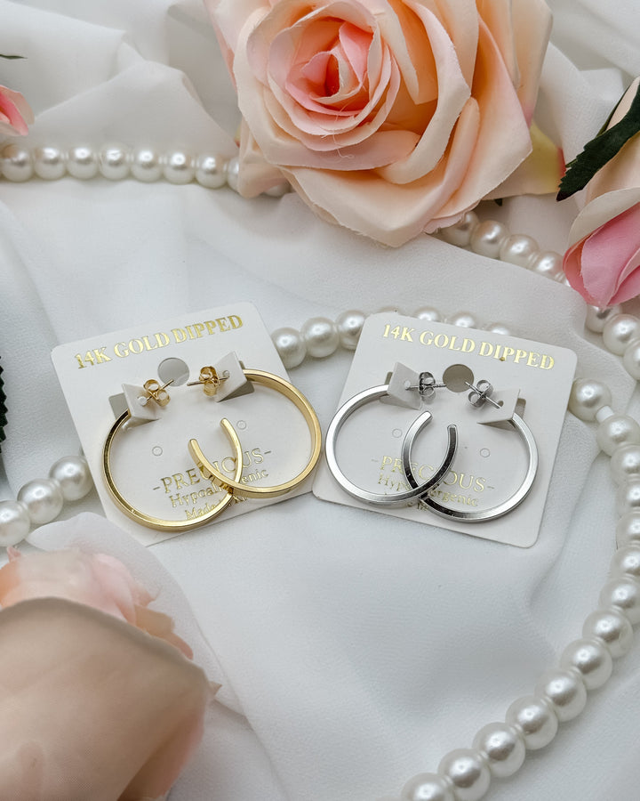 Square Edge Open Hoop Earrings