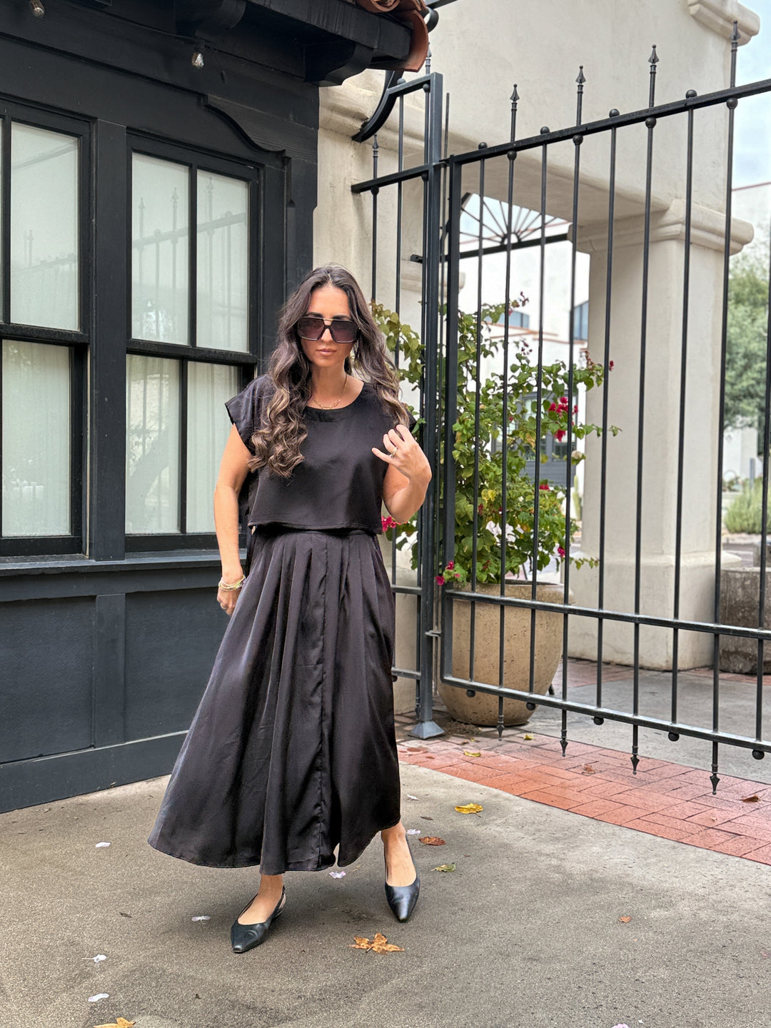 The Genevieve Satin Skirt - Black