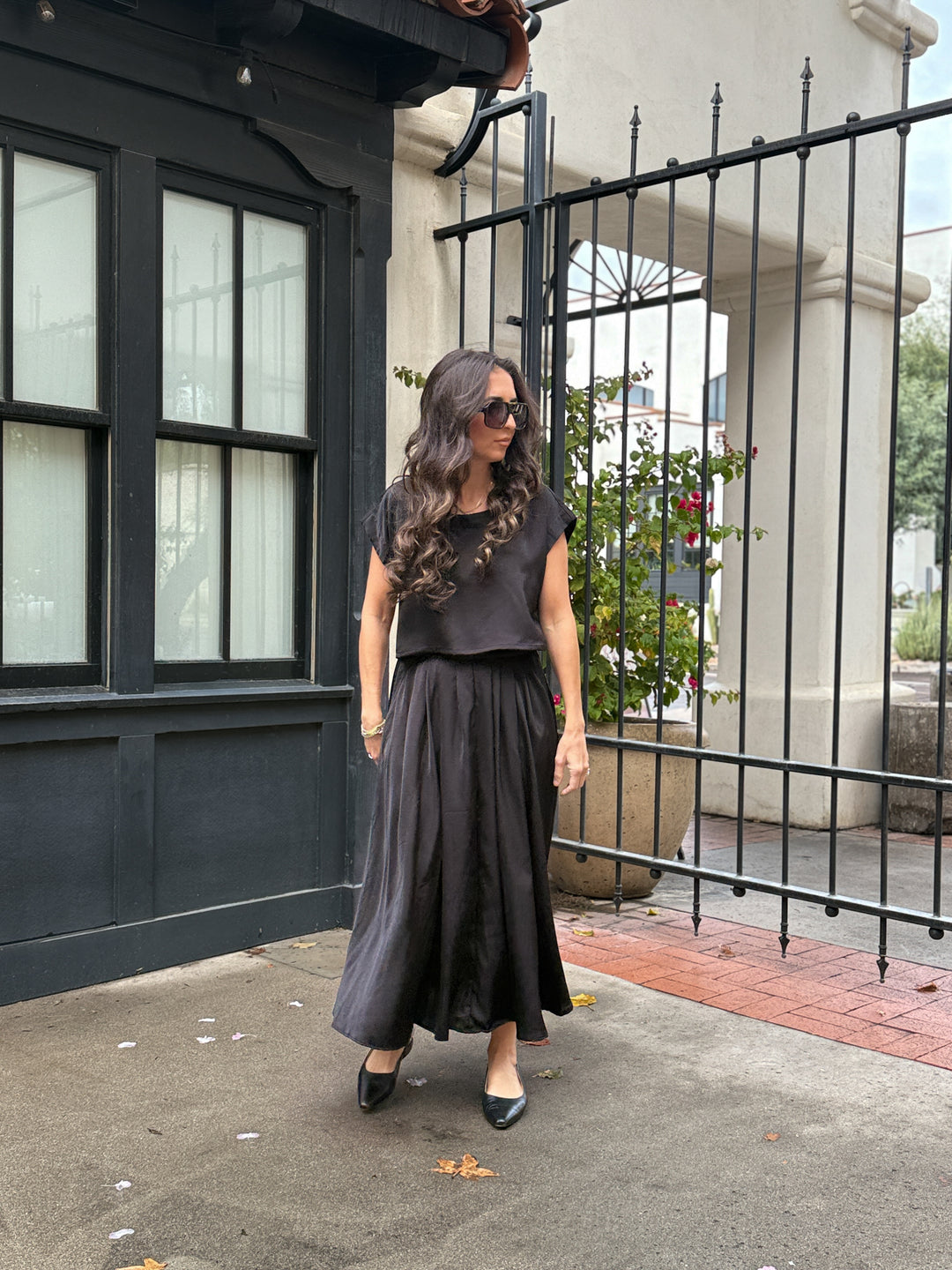 The Genevieve Satin Skirt - Black