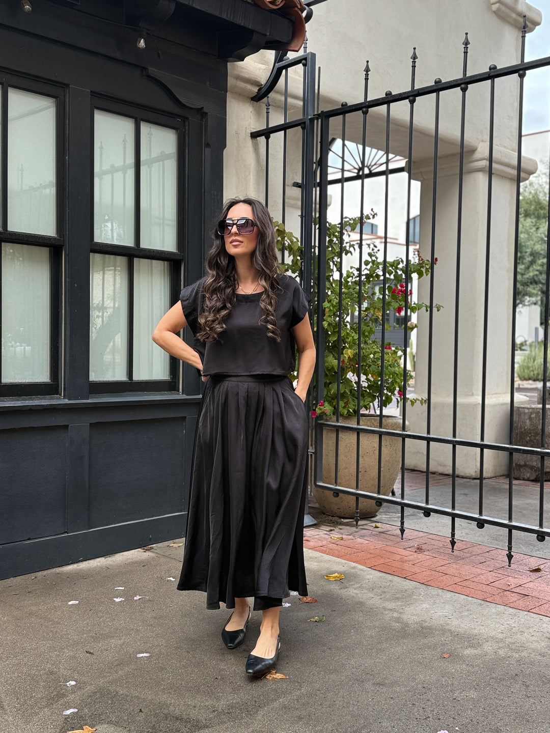 The Genevieve Satin Skirt - Black