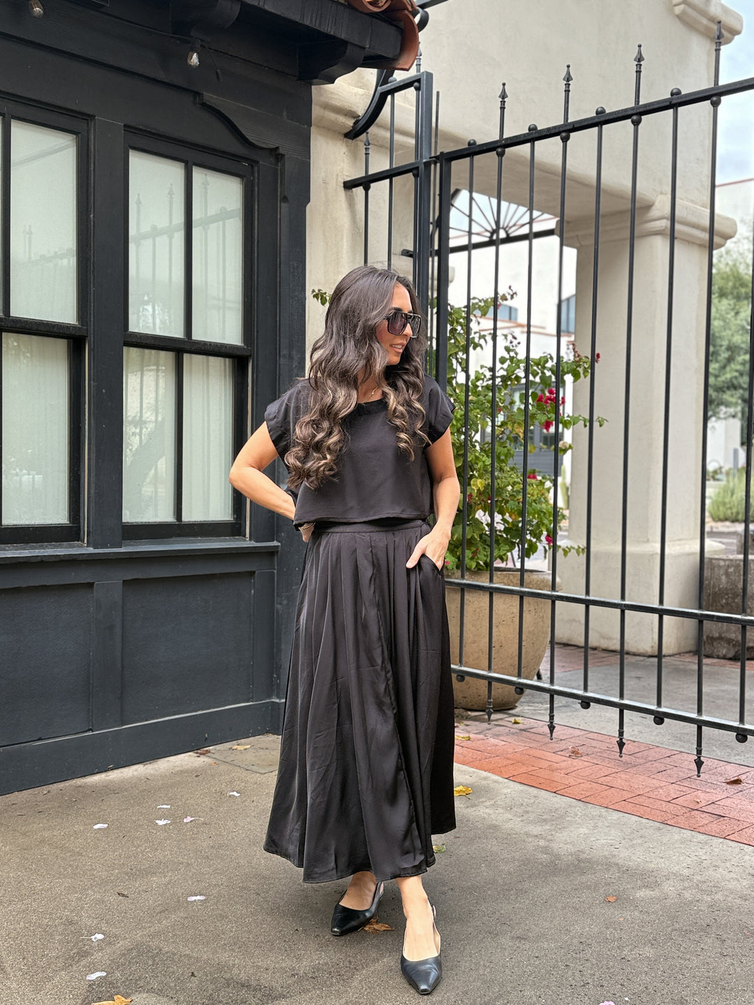 The Genevieve Satin Skirt - Black